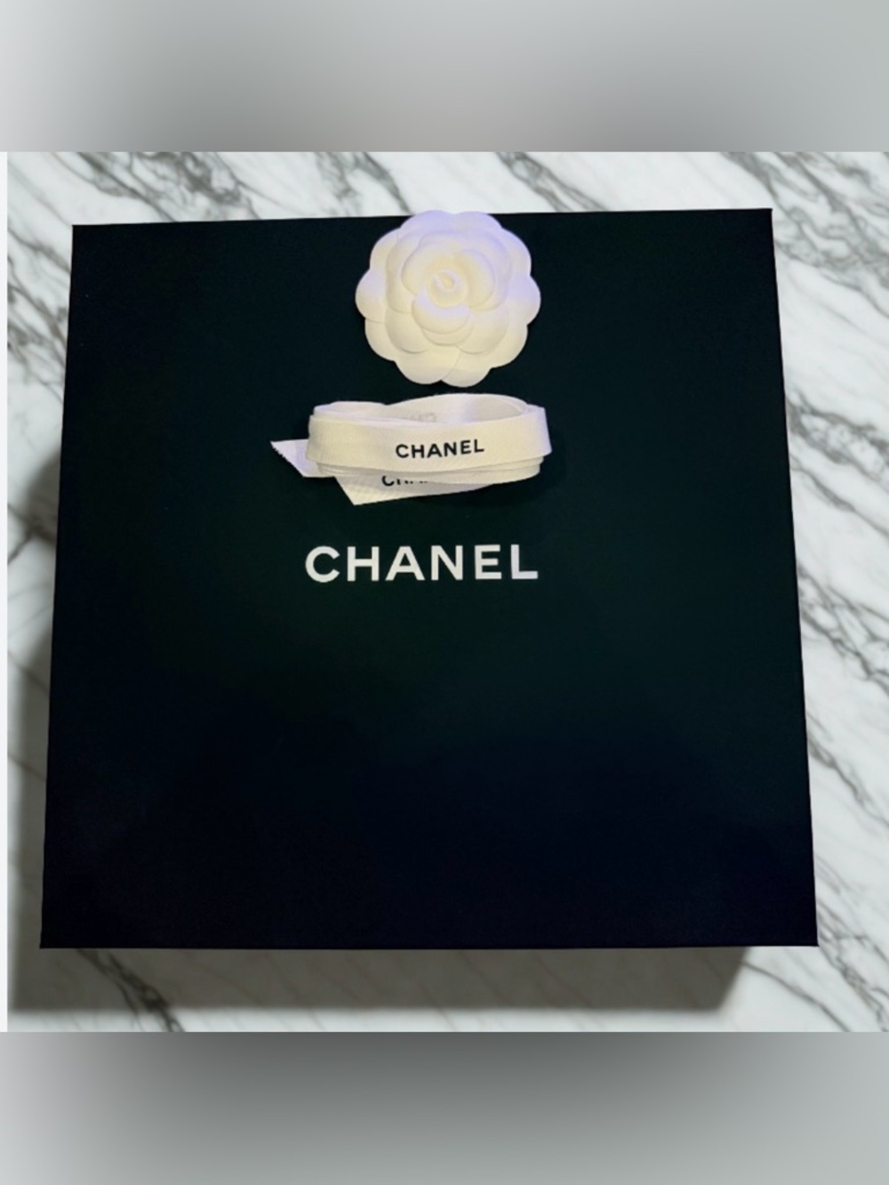 CHANEL Large Signature Gift Box, Camellia + Ribbon, Collector Packaging